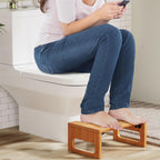 AmazerBath 7 Inches Bamboo Toilet Stool Squat for Adult, Foldable Squatting Potty Stool for Bathroom, 0.79" Thickness Poop Stool with Non-Slip Strip, No Assembly Required, Dark Wood Color