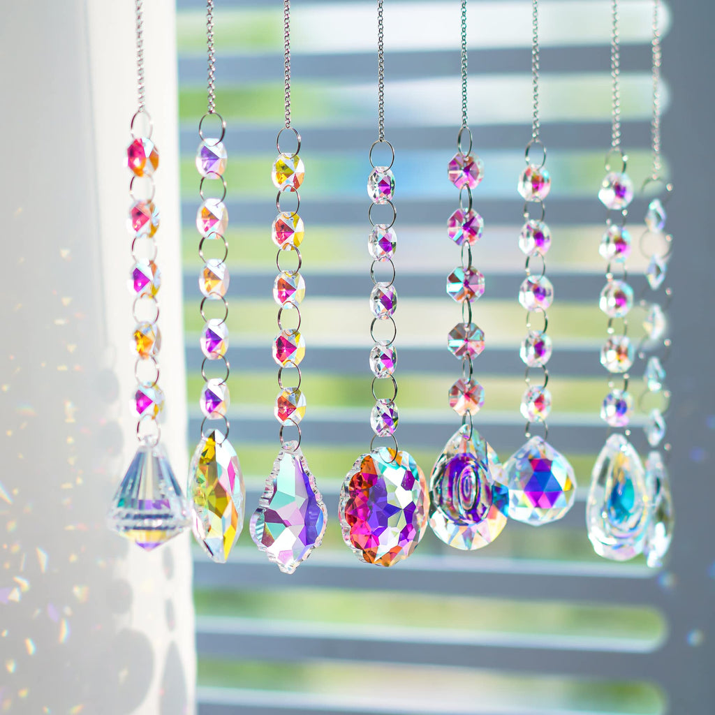 9 PCS Crystal Rainbow Suncatchers, Hanging Crystals Sun Catchers Pendants