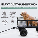 HEAHOLD Heavy Duty Garden Wagon Cart – 880 LBS Steel Utility Cart with All-Terrain 3.50-4" Solid Wheels, 10" Tires, 180° Rotating Handle, Removable Sides, Laser-Welded Frame