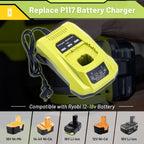 Upgraded 3.8Ah P102 Replacement for Ryobi 18V Battery and Charger Combo Lithium ion Compatible with Ryobi 18V ONE + Battery P108 P103 P104 P105 P107 P109 P122 Cordless Power Tools & Charger P117 P118