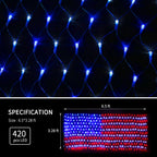 XTF2015 Solar American Flag Lights, 2 in 1 Solar Powered & Plug in American Flag Light, 420 LED Waterproof Patriotic Ornaments for Memorial Day, Independence Day, 4th of July, Party, Yard Decorations