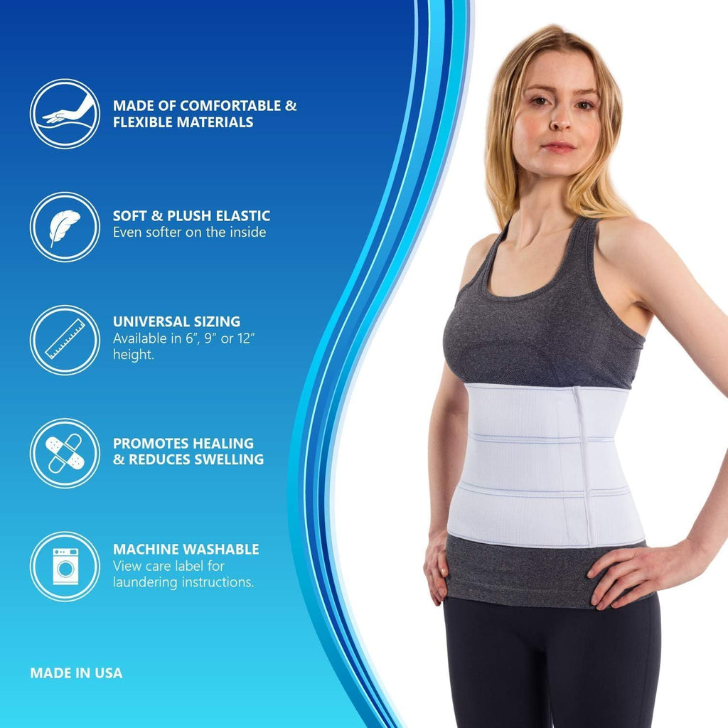 NYOrtho Post Surgery Abdominal Binder (Fits 45¨ - 60¨) - 6" Height, 2 Panel Waist Support Belt for Men & Women - Postpartum Belly Band - Tummy Tuck Compression Garment - MADE IN USA