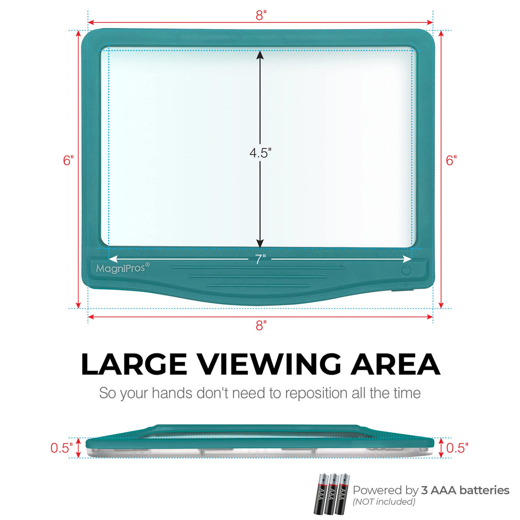MAGNIPROS Patented 5X Large LED Page Magnifier for Reading | Eye Caring 3 Color Light Modes & Anti-Glare Lens to Reduce Eye Strain-Perfect for Small Prints, Aging Eyes, Low Vision and Seniors