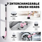 Highyes Electric Spin Scrubber for Cleaning Bathroom: Cordless Power Shower Scrubber - Electric Cleaning Brush for Tile Tub - Pink