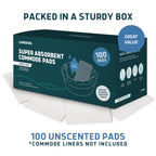 Lunderg Super Absorbent Commode Pads - Medical Grade Value Pack 100 Count - for Disposable Bedside Commode Liners, Adult Chairs, Portable Buckets & Camping Toilet Bags - Unscented