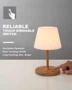 WEILAILUX Outdoor Battery Operated Table Lamp Waterproof, 4000mAh Cordless Table Lamp Rechargeable, Touch Dimmable Desk Lamp, LED Night Light for Patio Camping Restaurant Home (Wood Grain, 9.6in)