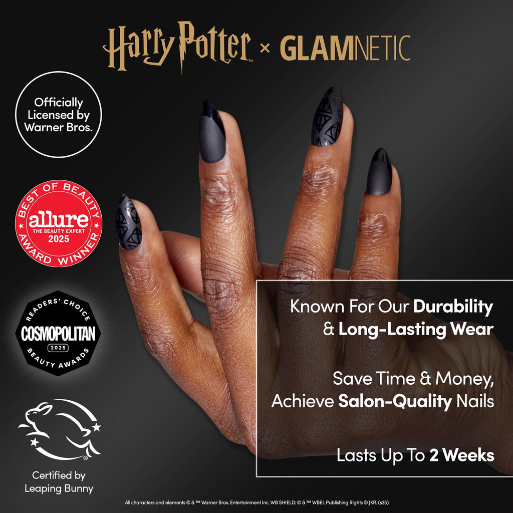 Glamnetic x Harry Potter Press On Nails, Short Almond, Deathly Hallows
