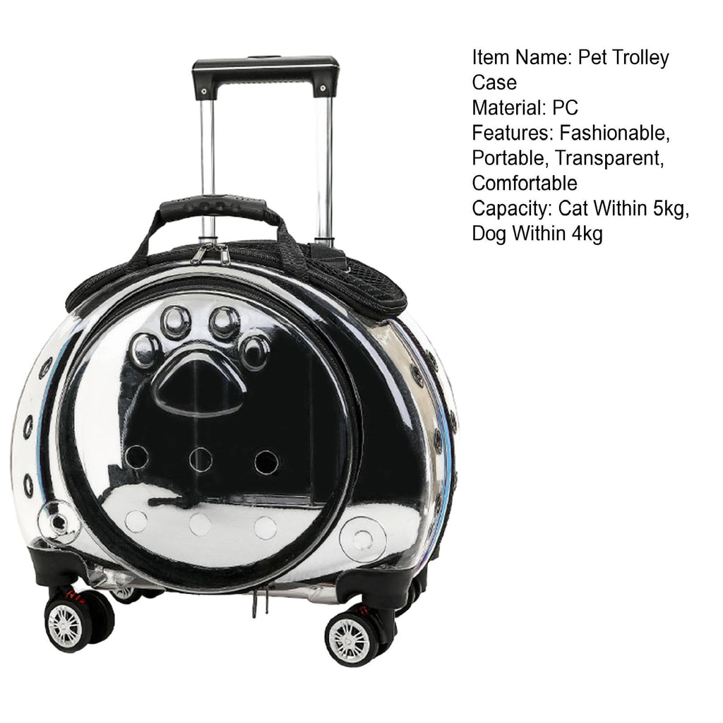 gihusrzx Pet Trolley Case with Upgraded Detachable Silent Wheels, Clear Ventilation Holes Cat Dog Carrier, Cat Dog Carrier with Telescopic Handle, Perfect for Traveling/Taking a Walk Black