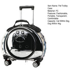 gihusrzx Pet Trolley Case with Upgraded Detachable Silent Wheels, Clear Ventilation Holes Cat Dog Carrier, Cat Dog Carrier with Telescopic Handle, Perfect for Traveling/Taking a Walk Black