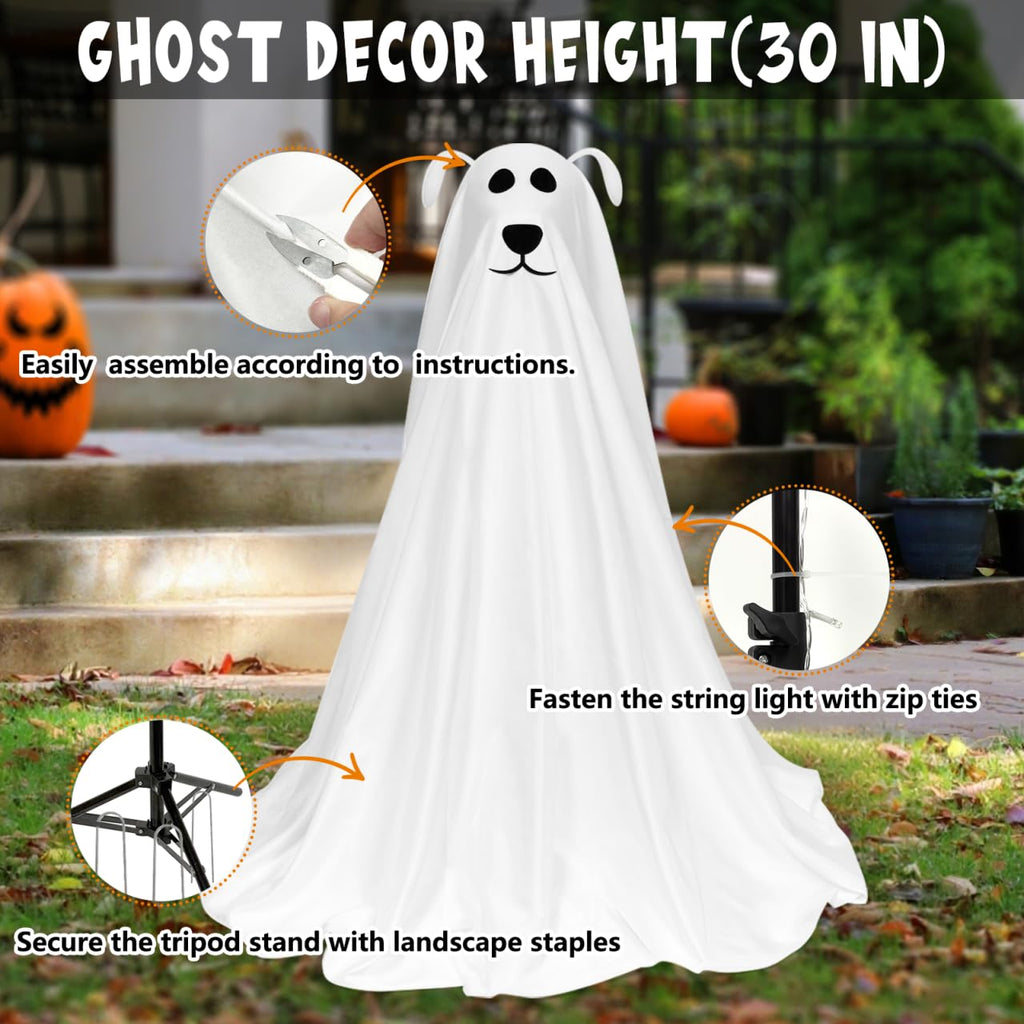 Halloween Decorations, 2.5FT Light Up Halloween Ghost Dog with Remote