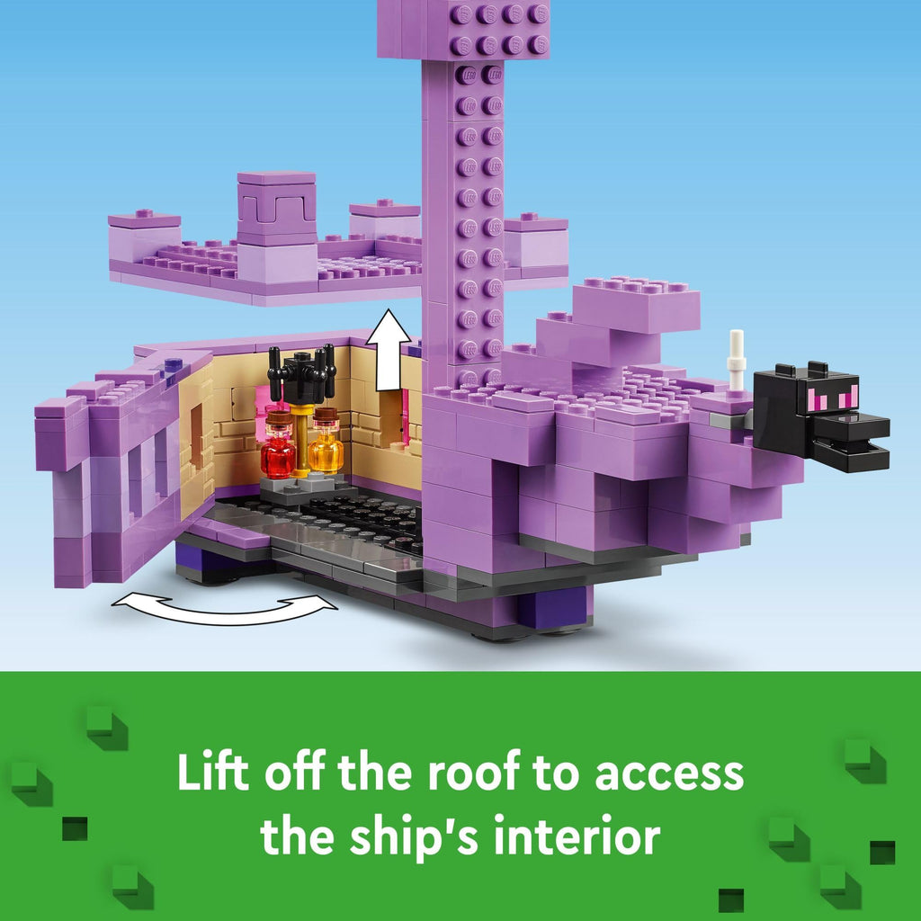 LEGO Minecraft The Ender Dragon and End Ship Building Set, Video Game Toy with 2 Minecraft Minifigures, Dragon Toy Action Playset for Kids, Birthday Gift for Boys and Girls Ages 8 and Up, 21264