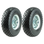 KASTFORCE KF4003 Twin Pack 10-Inch Solid Rubber Tire Wheels Replacement 3.00-4 Tires Wheels Flat Free with 5/8" Bearings 2.15" Offset Hub Perfect for Hand Truck Wheelbarrow Garden Cart Non-Flat