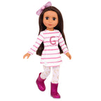 Glitter Girls – 14-Inch Fashion Doll – Straight Brown Hair & Brown Eyes – Striped Tunic & Glitter Boots – Hair Bow & Heart Leggings – 3+ Years– Sarinia
