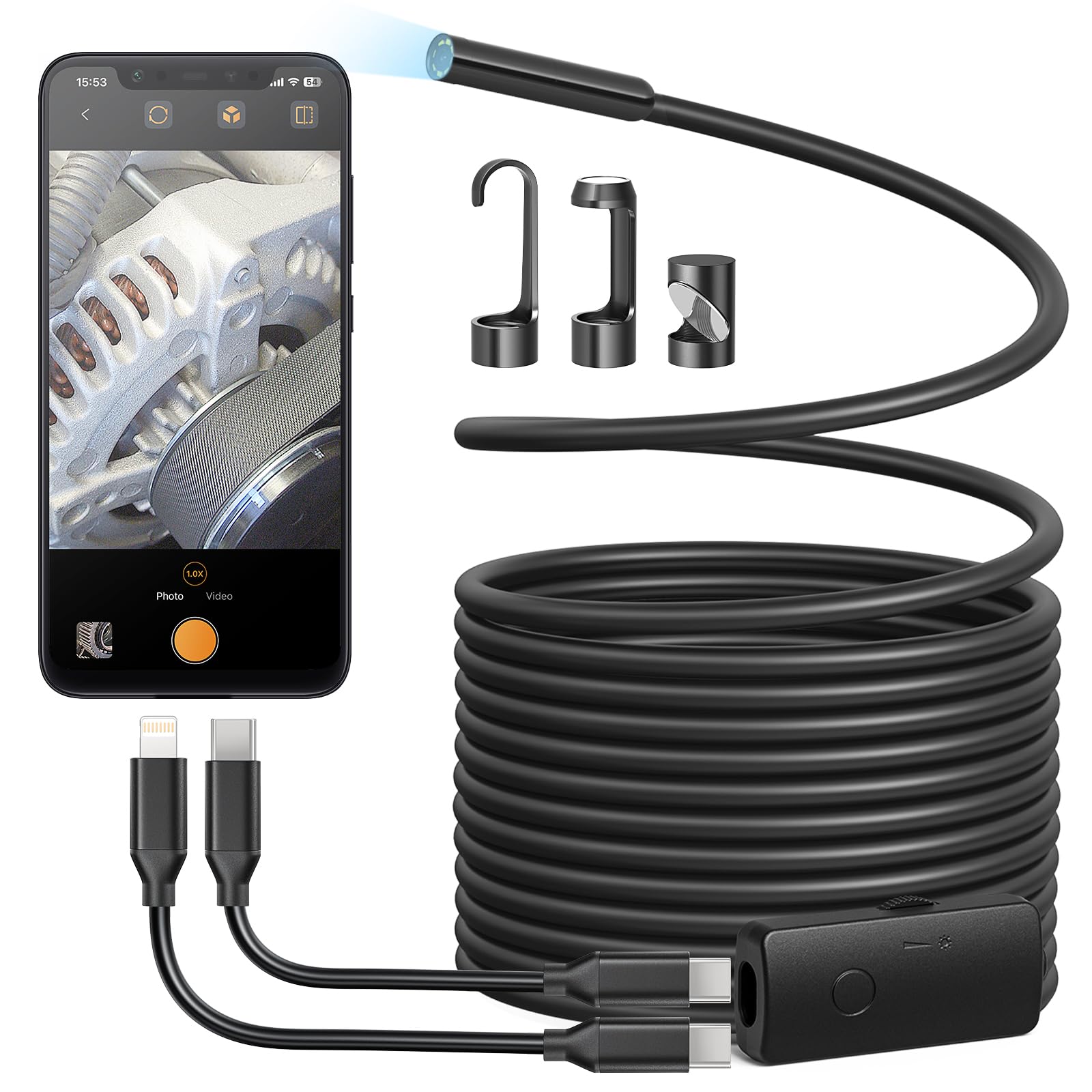 Anykit Endoscope Camera with Light, 1920P HD Borescope