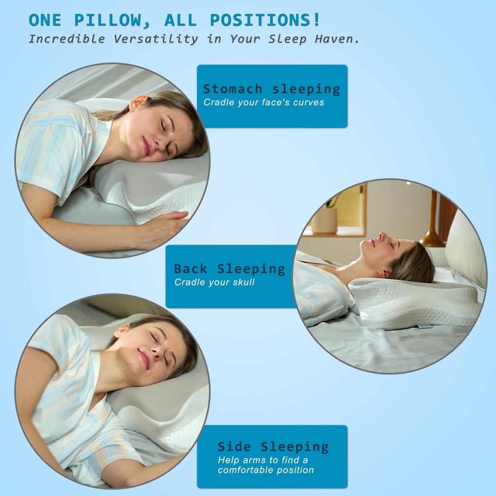 Newpol Comfort Memory Foam Pillow for Neck Pain Relief & Cervical Support - Cooling Material Ergonomic Bed Massage Pillow for Side/Back/Stomach Sleepers