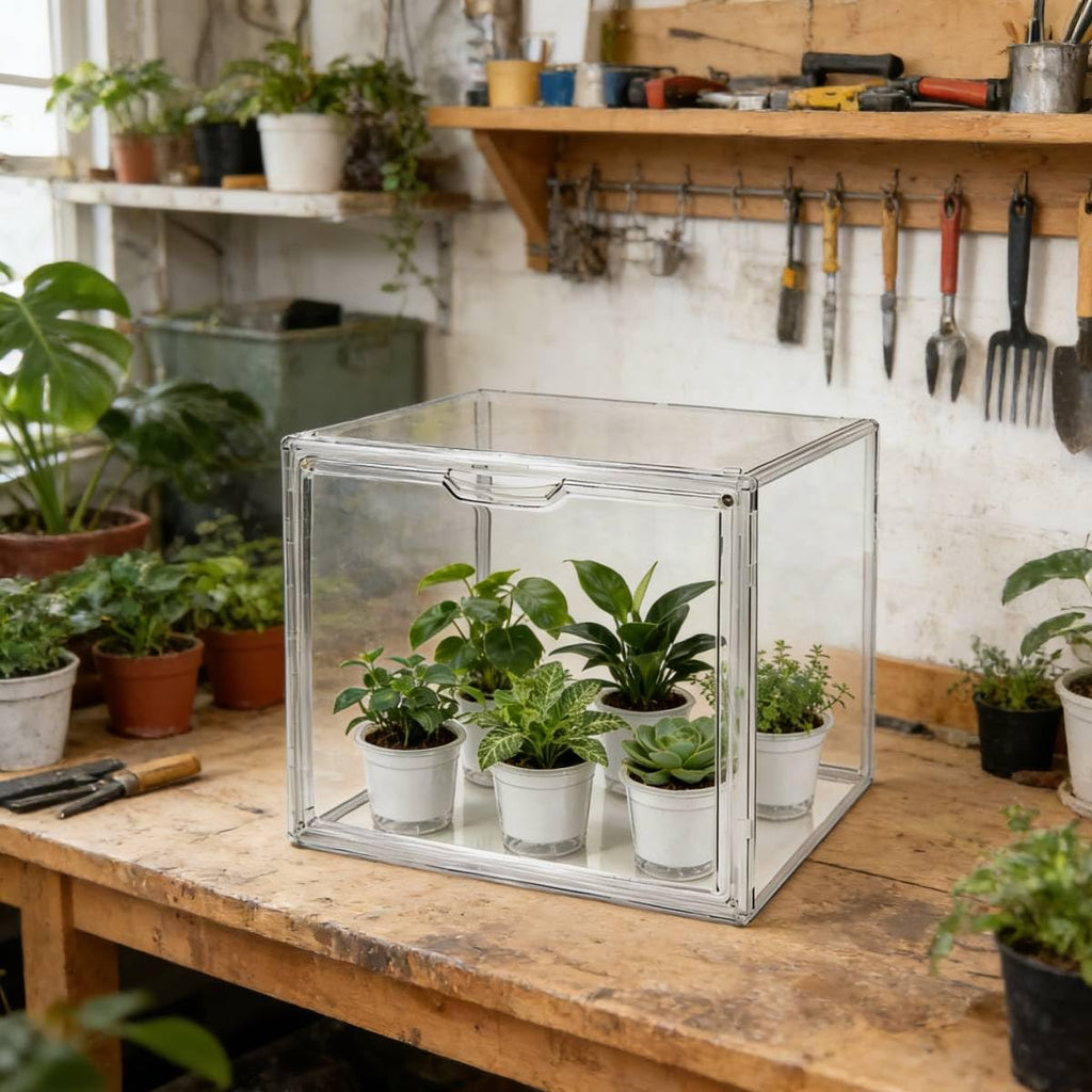 Mini Greenhouse for Indoor, Clear Stackable Green House with Magnetic Waterproof Door for Small Plants