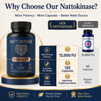 LUNESSA Nattokinase 12000 FU Per Serving, Nattokinase Supplement Organic, Supports Circulation & Heart Wellness, Vegan, Gluten Free, 120 Capsules