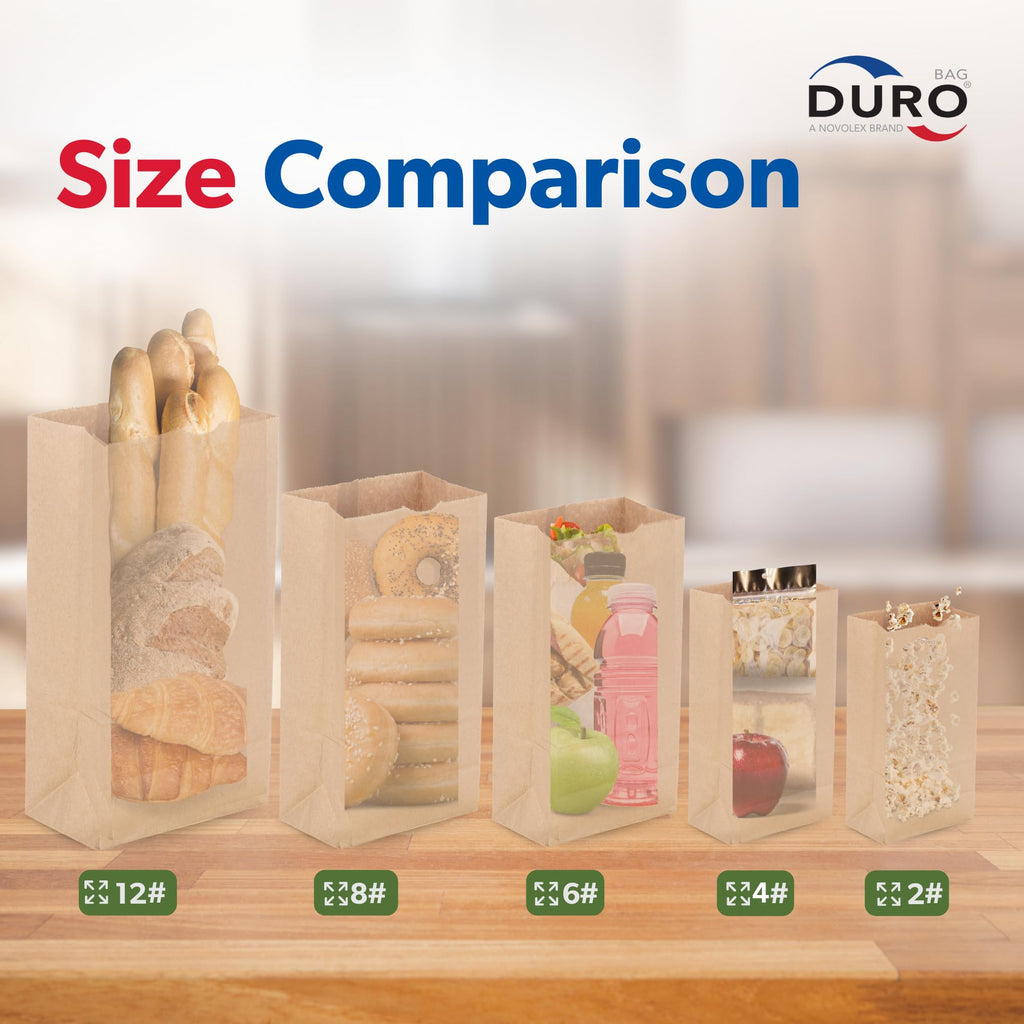 Duro 2# Brown Paper Lunch Bags 500 Count, Bulk Disposable Brown Paper Bags, SOS Small Lunch Bag for Candy, Snacks & Treats - 4.31 x 2.43 x 7.87 Inches