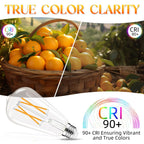GvvooHome LED Edison Bulbs, E26 Bulb 60 watt Equivalent, Non-Dimmable, Soft White 2700K, ST58 Vintage Light Bulbs, 90+ CRI, 6W 600LM, E26 Medium Base, Clear Glass, 6 Pack