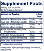 Vitanica Iron Extra, Iron Supplement Enhanced Absorption with Vitamin C 500mg, Methylfolate 400mcg, B12 Vitamin 500mcg, Calcium, Yellow Dock, Dandelion Root & Nettle Leaf Extract, Vegan, 60 Capsules