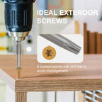 Bobibbi Wood Screws #8 x 1-1/4’’, T25 Star Torx Drive Flat Head Deck Screws, Tan, 194Pcs (1lb)
