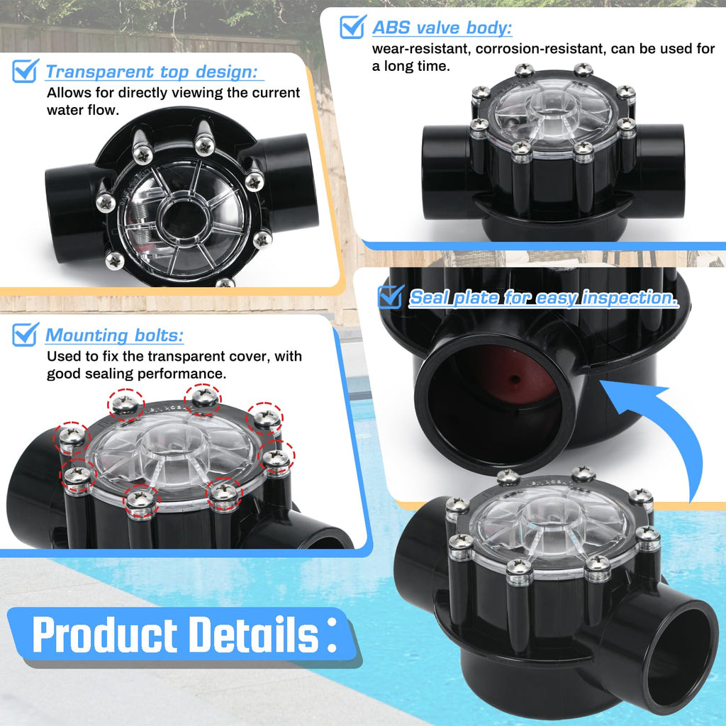 7235 Check Valve Replacement for Jandy 1-1/2-Inch to 2-Inch 180-Degree Check Valve Straight Through Flow Compatible with Pool and Spa (7235)
