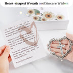 Elivida Christian Gifts for Women, Heart-Shaped Suncatcher with Cross - Religious Birthday Ornament with Scripture The Lord is My Light and My Salvation - Inspirational Catholic Spiritual Gifts