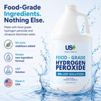 US+ Hydrogen Peroxide 3%, Food Grade, USP - Made in USA, 1 Gallon