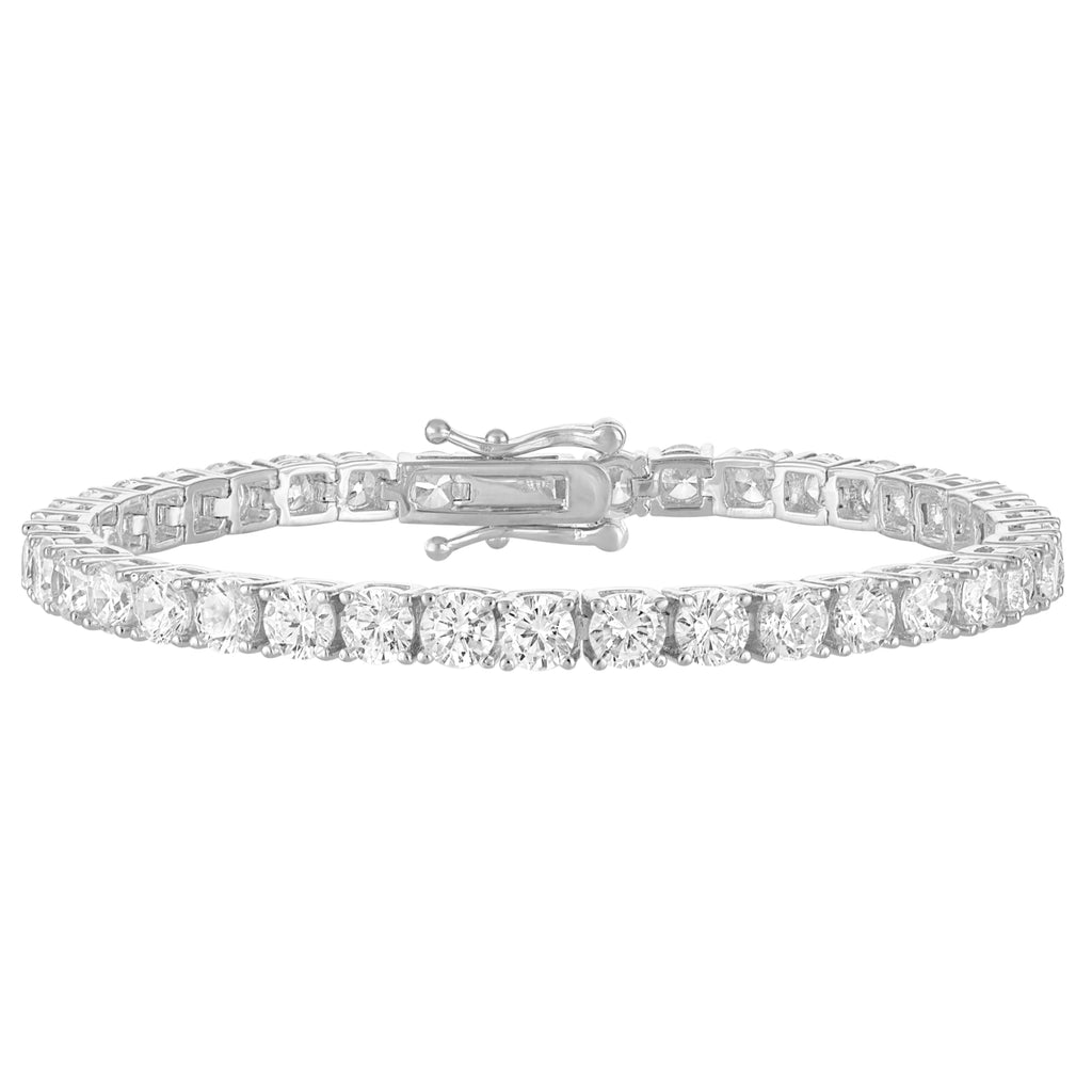 KISPER Tennis Bracelets for Women 14k White Gold Plated Round Cut CZ
