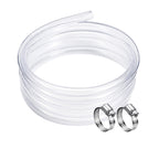 DAVCO 1/2" ID - 10 ft Clear Vinyl Tubing, Low Pressure Flexible PVC Tube, Heavy Duty UV Chemical Resistant Lightweight Plastic Vinyl Hose, BPA Free and Non Toxic, with 2 Stainless Clamps