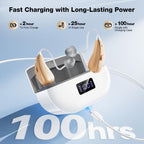 NVBOTY OTC Hearing Aids for Seniors & Adults - Rechargeable, 25+ Hour Battery Life, Advanced Noise Cancellation, 5-Level Volume & Memory, Clear Sound, Comfort-Fit, LED Display (White)