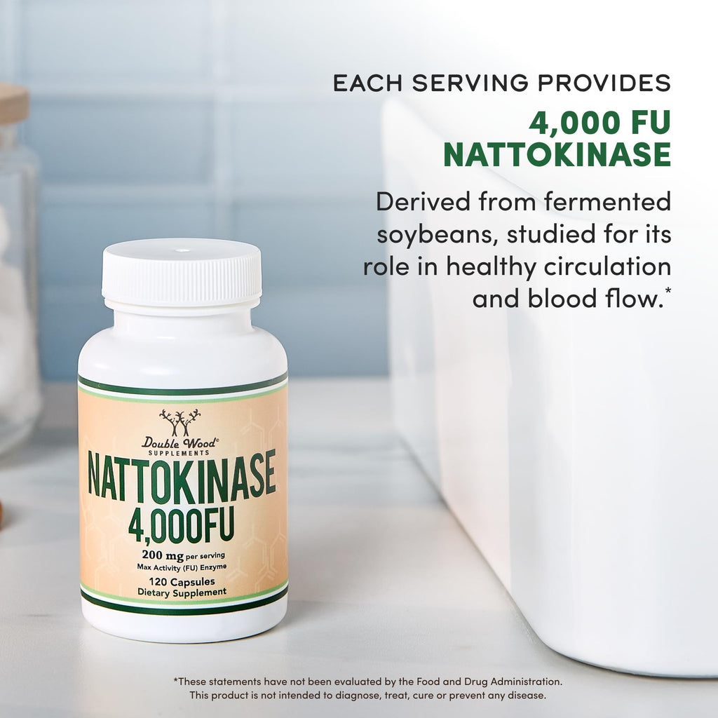 Nattokinase Supplement, 4,000 FU per Serving, 120 Capsules