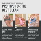 Sud Scrub Antimicrobial Silicone Body Scrubber, Exfoliating Shower Scrubber for Sensitive Skin, Eco Friendly Silicone Body Brush