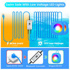 LyLmLe LED Pool Lights for Aboveground Pool, 50W 2 in 1 Double Lights for Giant Pool, Magnetic Underwater Lighting with Timer, 2000lm Dimmable,2x25W IP68 Waterproof Underwater Light for IngroundPool