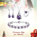 BriLove Wedding Bridal Prom Jewelry Set for Women Bride Bridesmaid Purple