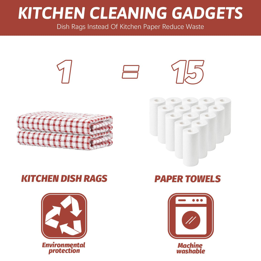 Nialnant 8 Pack Kitchen Towels, Dish Towels for Kitchen, 100% Cotton Dish Cloths for Washing Dishes, Quick Drying Reusable Cleaning Rag - 25 x 16 in