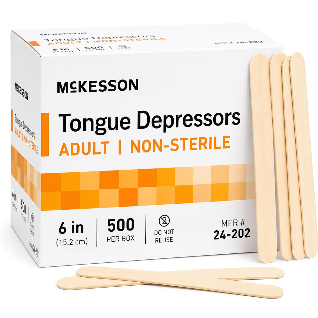 McKesson Tongue Depressors Adult Size, Non-Sterile, Wood, Spa, 6 in, 500 ct