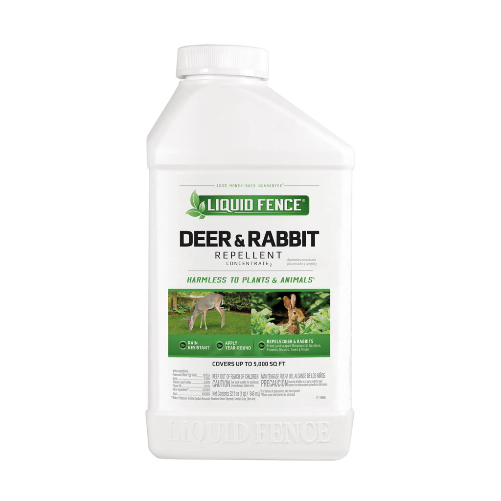 Liquid Fence Deer And Rabbit Repellent Concentrate 32 Ounces, Apply Year-Round