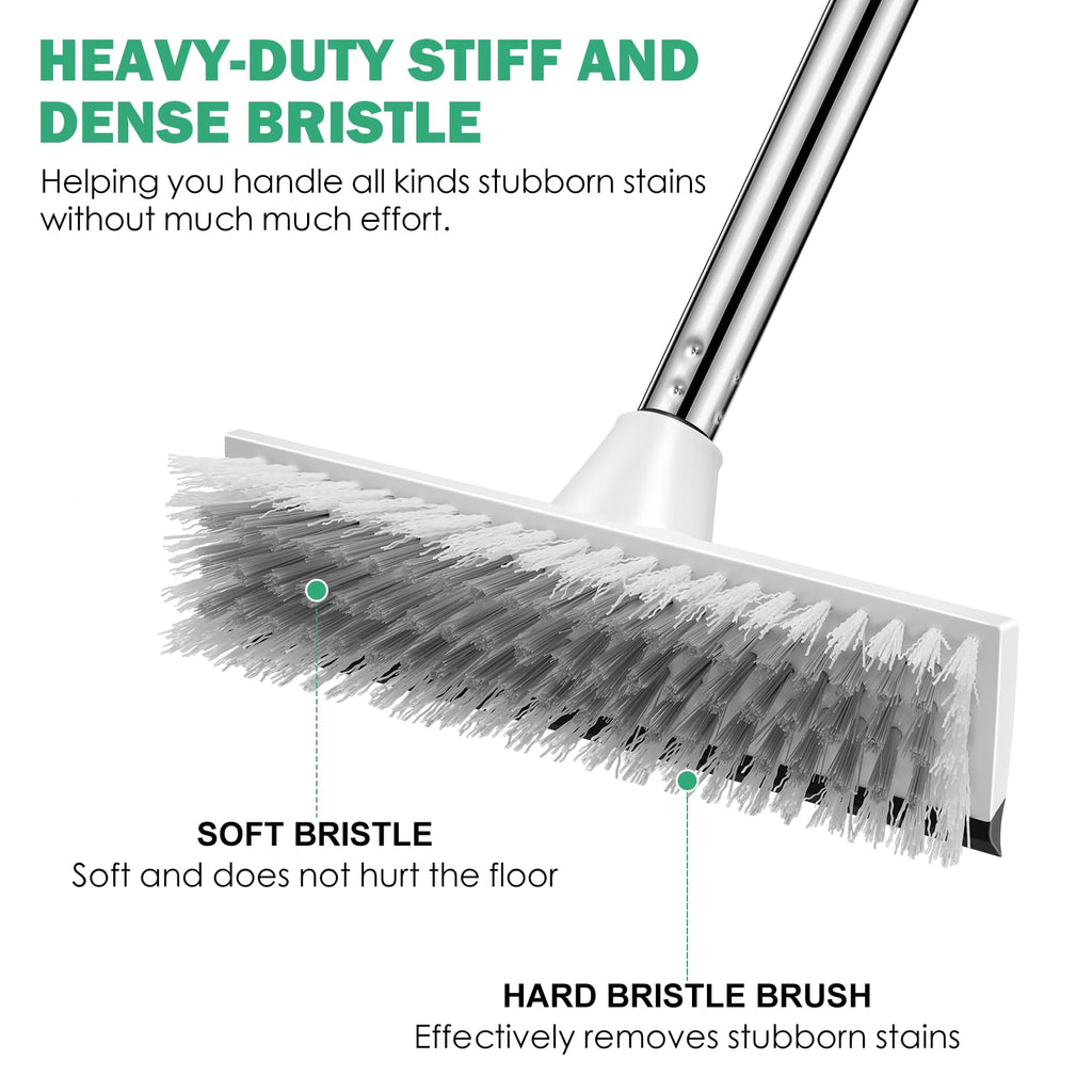 SetSail Floor Scrub Brush with 51-Inch Long Adjustable Handle 2 in 1 Scrape Brush Stiff Bristle Floor Scrubber for Cleaning Shower Bathroom Garage Kitchen Wall Deck Tub Tile, 2 Pack
