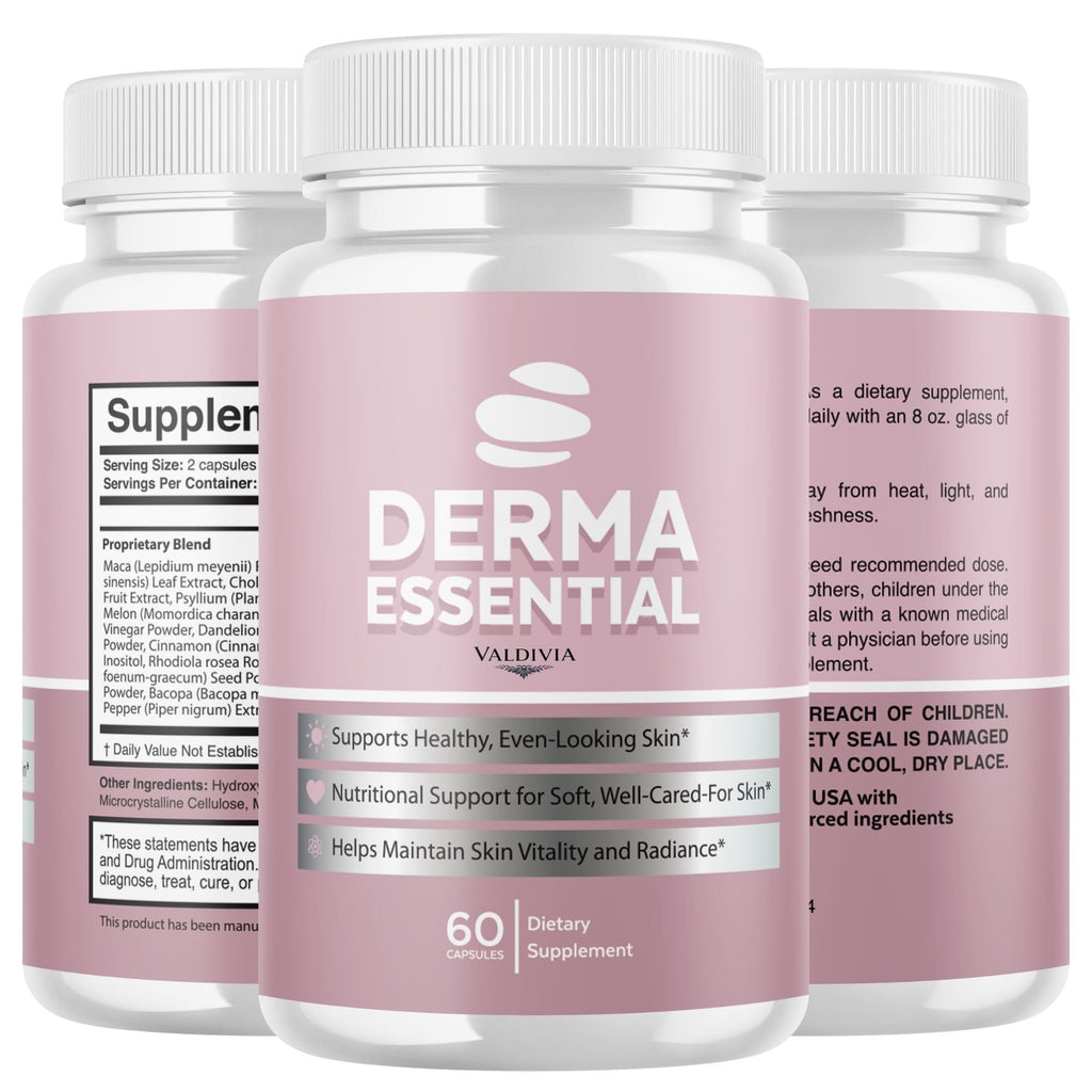 (3 Pack) DermaEssentials Capsules - Official Derma Essentials Supplement, Premium Formula, Natural Vitamins for Health & Wellness - 180 Capsules for 3 Months