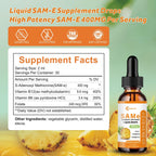Liquid SAM E Drops, 2 Fl Oz,SAM-E(SAMe) Supplement 400MG S-Adenosyl-L-Methionine with Vitamin B6,B12,Folate,Joint Support & Liver Health，Pineapple Flavor,98% Absorption &Better Bioavailability,0 Sugar