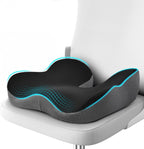 anzhixiu Wheelchair Seat Cushion, Deep U Relieve Sciatica, Back, Coccyx, Hemorrhoids Pain- Slope Curve Office Chair Cushion for Long Sitting Time- Black/Gray