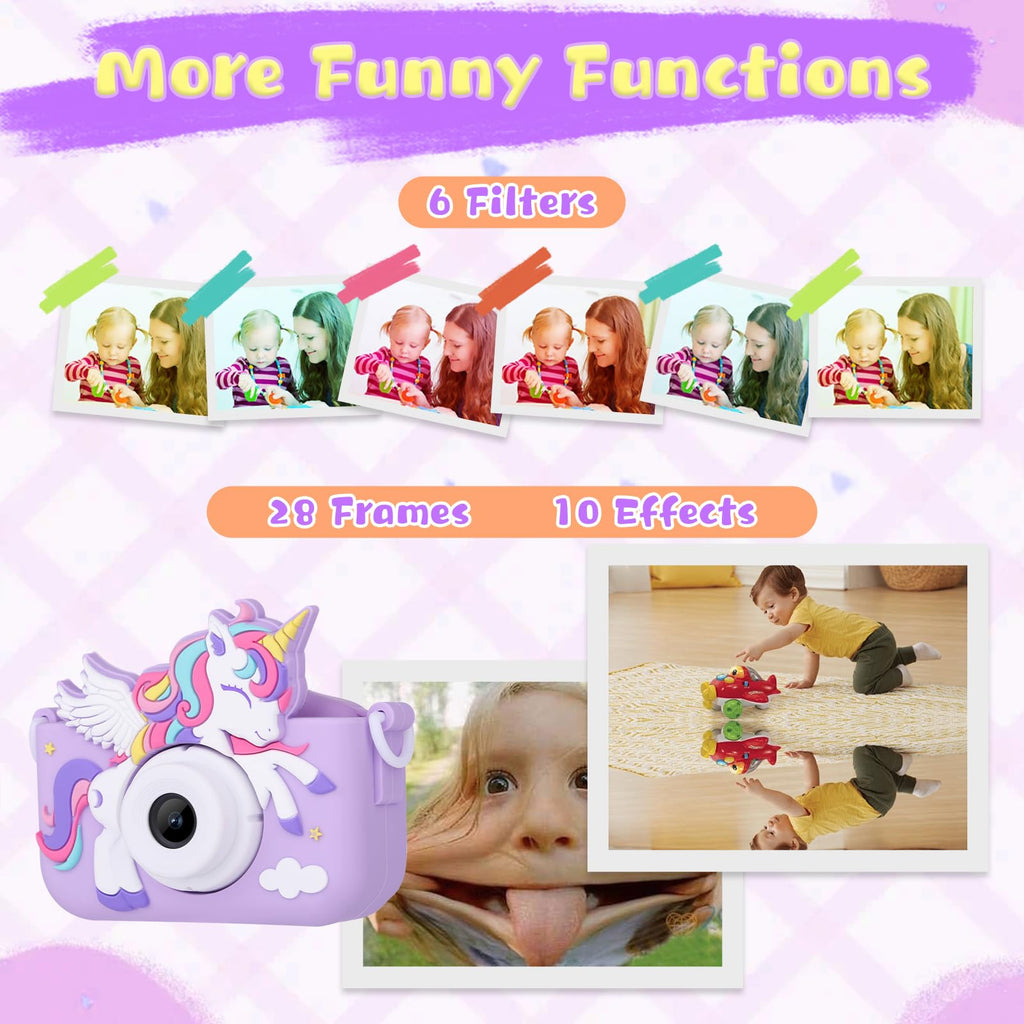 Unicorn Toys Camera for Kids Girls Age 3-8, Purple