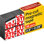 Pre-Cut Adhesive Magnetic Tape Squares, 0.8"x0.08" (20x2mm), 36 pcs
