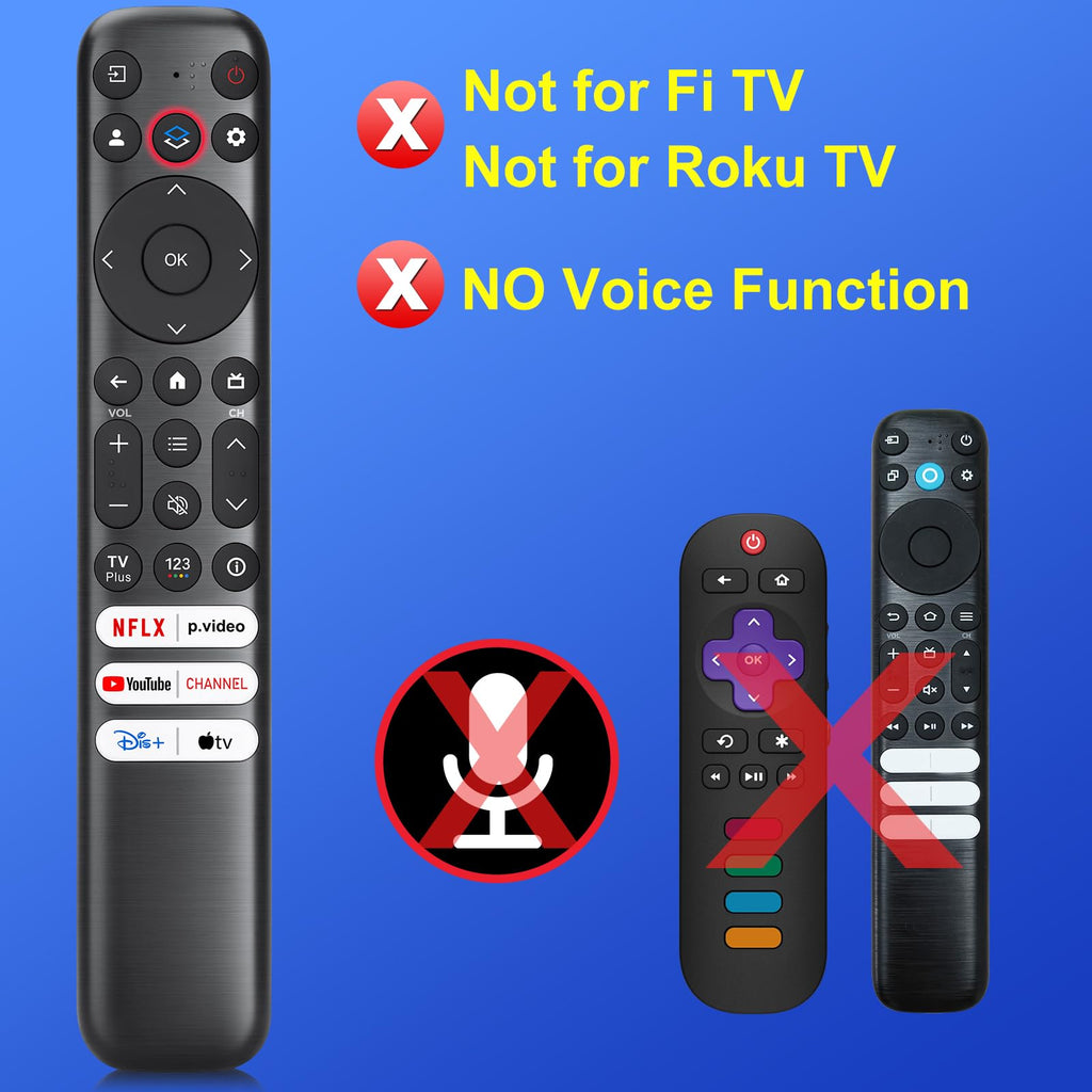 Replacement Only for TCL Google TV Remote Control,RC813 Compatible with TCL QM8/QM7/S5/S4/S3/Q7/Q6/Q5 4K UHD HDR LED QLED QD-Mini LED Full-HD Smart TVs