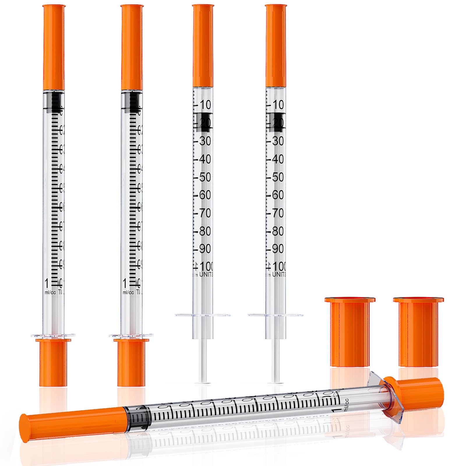 31G 1/4''(6mm) U-100 1mL/cc Lab Syringes Individually Wrapped, Pack of 100