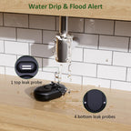 5 Pack WD60 Water Leak Detectors for Home, 100dB Water Sensor Alarm for Basement, Leakage Detection Device for Pipe/Drain/Under Sink Drip, Floor Flood in Bathroom/Kitchen/Toilet/Laundry Room, Black