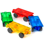 Magnetic Tiles Cars Construction Set - 4 PCS Magnetic Tiles Magnet Bricks Truck Sensory Toys, Educational Magnet Cars Set Building Blocks for 3 4 5 6 7 8+ Year Old Girls Boys