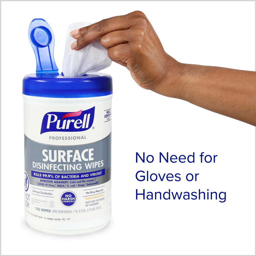 Purell Professional Surface Disinfecting Wipes Canister 6 x 110ct - 9342-06