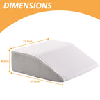 Bedluxe Leg Pillow Elevation Blood Circulation, Wedge Pillow for Legs Swelling, Leg Elevating Wedge Pillow for After Surgery, Foot Knee Pillow for Leg Rest, Sleeping, Memory Foam Top, 8in, White/Grey